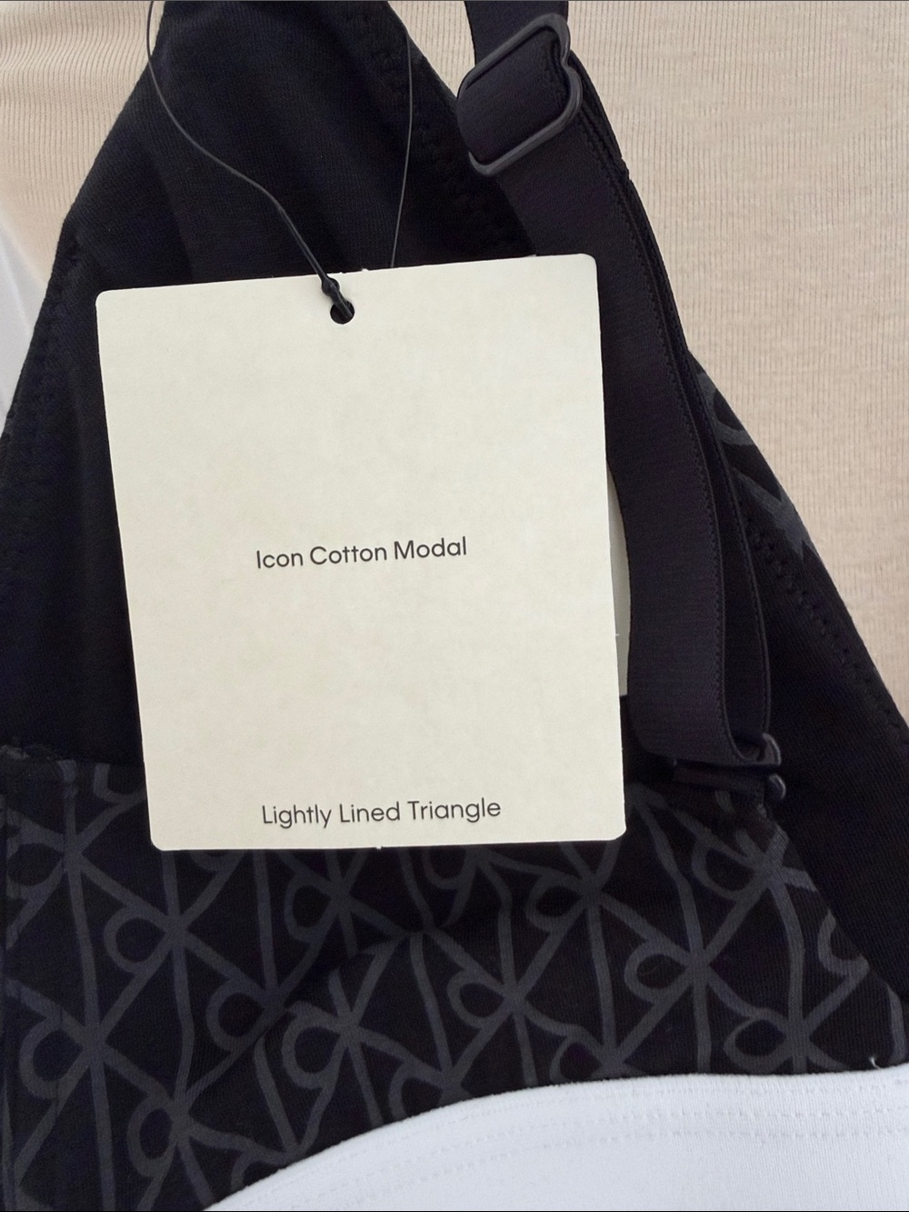 Calvin Klein Black Logo-Print Lightly Lined Triangle Bra - Picture 7 of 11